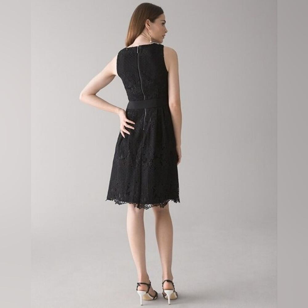 White House Black Market fit and flare black lace dress size 12 - Picture 3 of 8